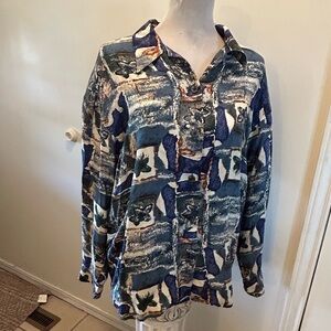 Ted Lapidus 100% Silk Printed Blouse Large fall wardrobe 50%off w♥️58